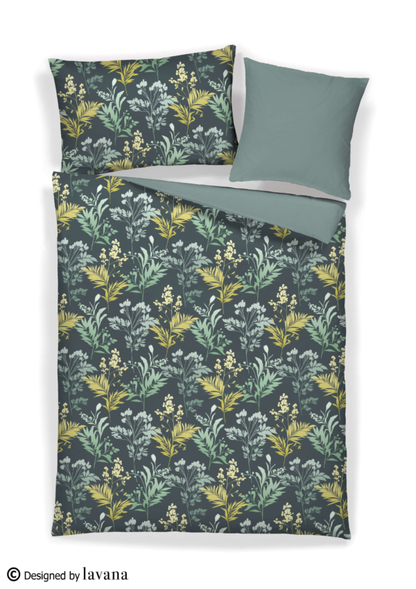 Satin Linge de lit Leaves, Réversible