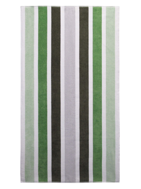 Strandtuch Velours Jacquard - Blockstreifen grün