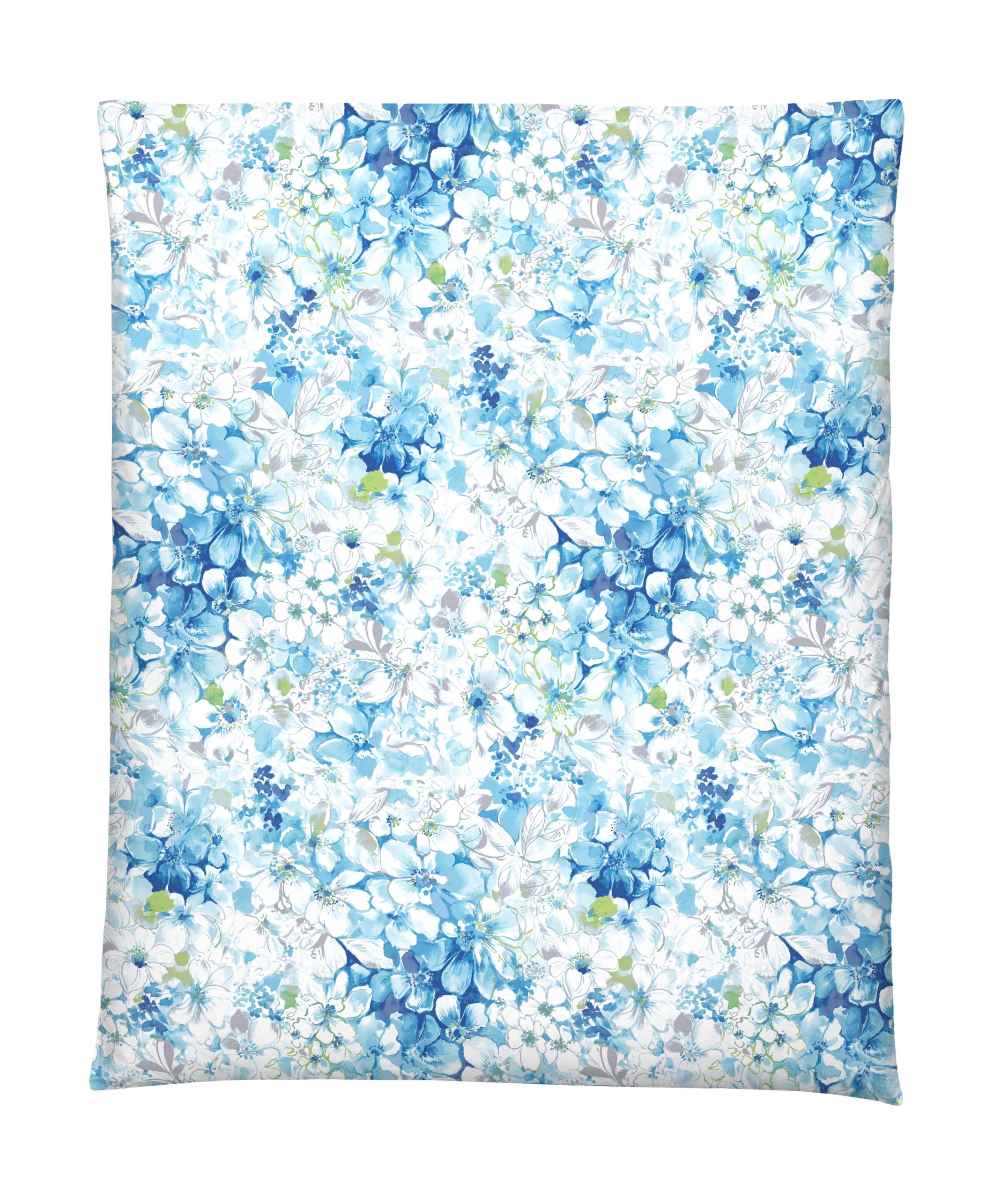 Satin Bettwäsche Blüten blau Allover – Bild 3