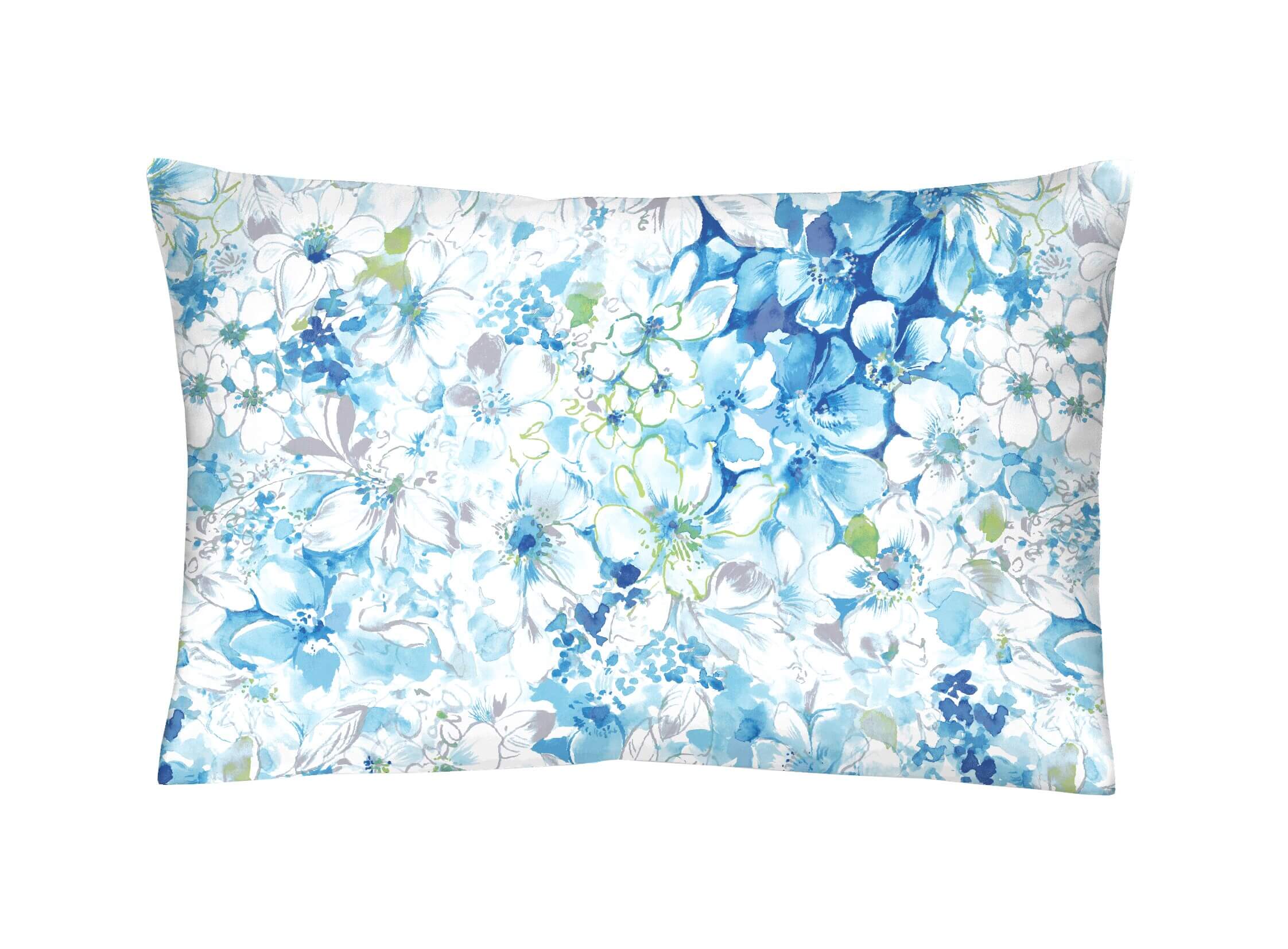 Satin Bettwäsche Blüten blau Allover – Bild 2