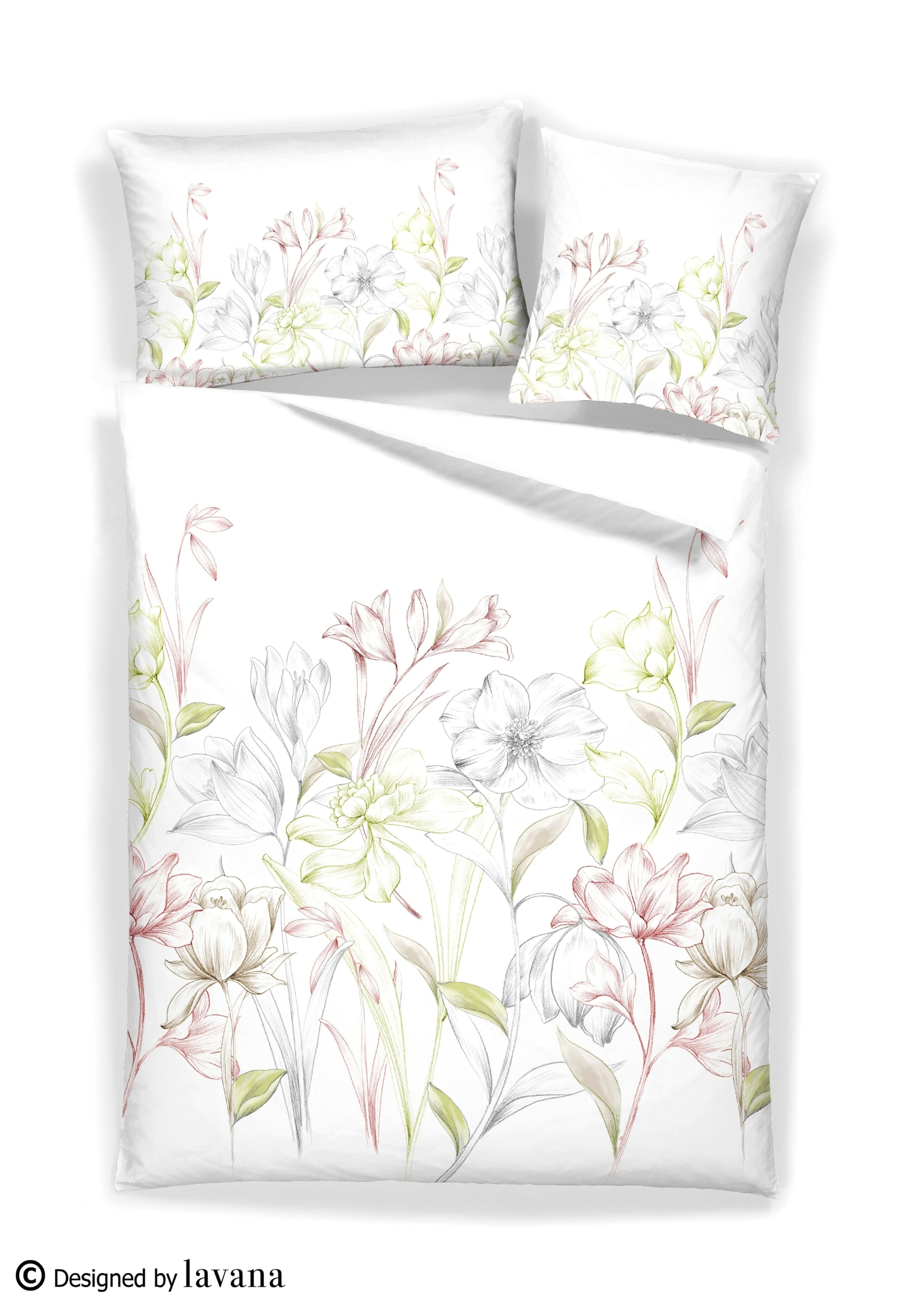 Satin Bettwäsche Jardin, Lyocell TC200, reaktiv Druck