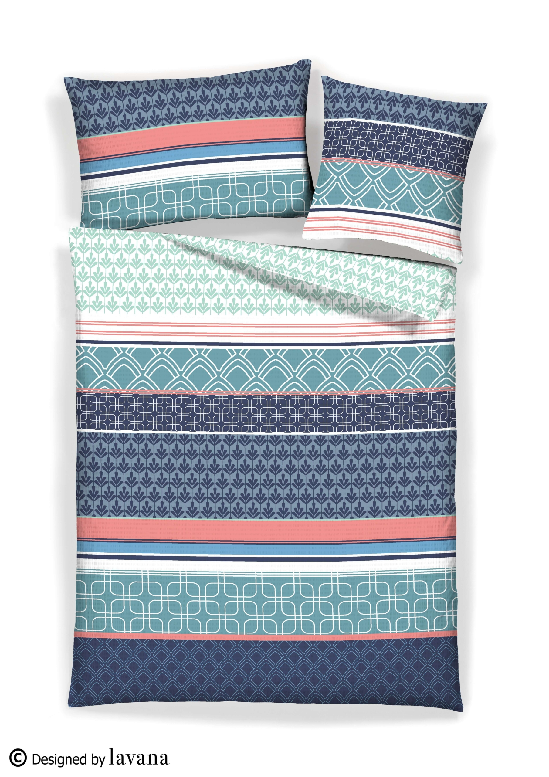 Renforcé Seersucker linge de lit Ramone bleu Allover